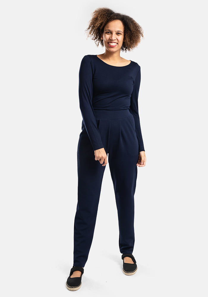 Fourth angle of Aiden Navy Popsy Trousers
