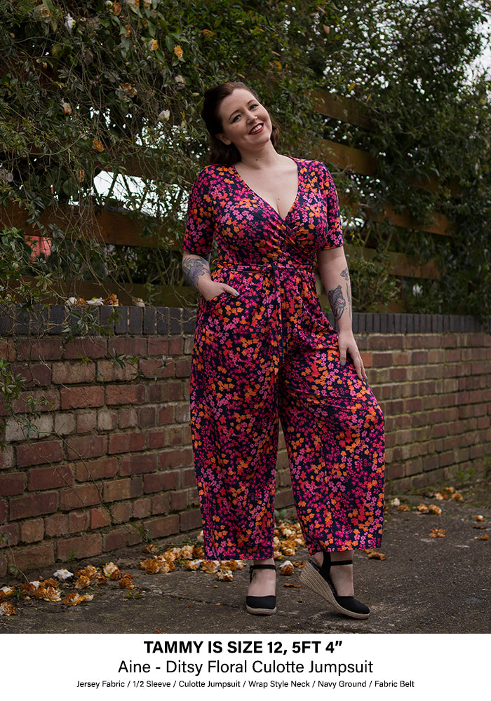 Aine Ditsy Floral Print Culotte Leg Jumpsuit