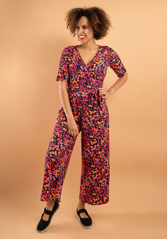 Aine Ditsy Floral Print Culotte Leg Jumpsuit