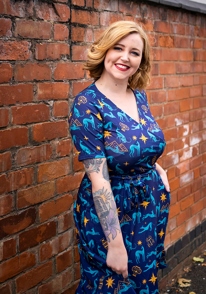 Akila Egyptian Dog Print Dress