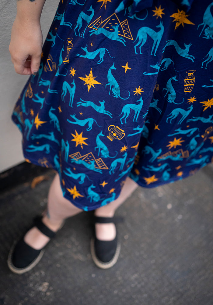 Akila Egyptian Dog Print Dress