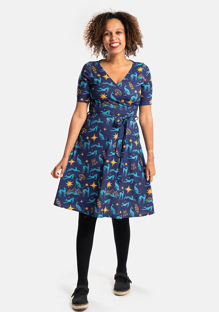 Akila Egyptian Dog Print Dress