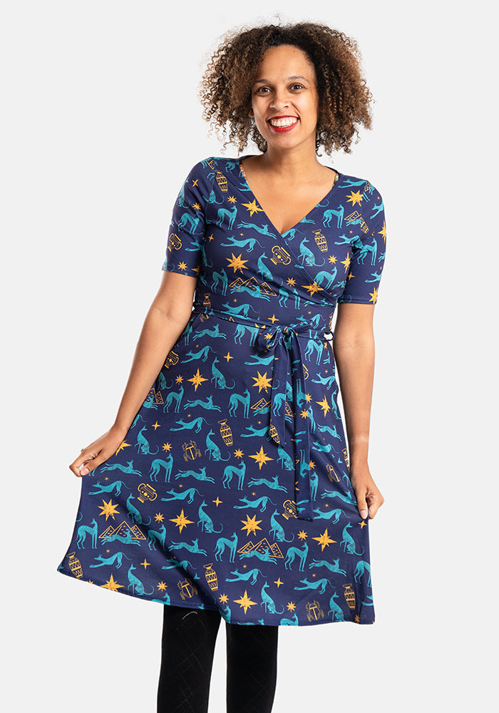Akila Egyptian Dog Print Dress