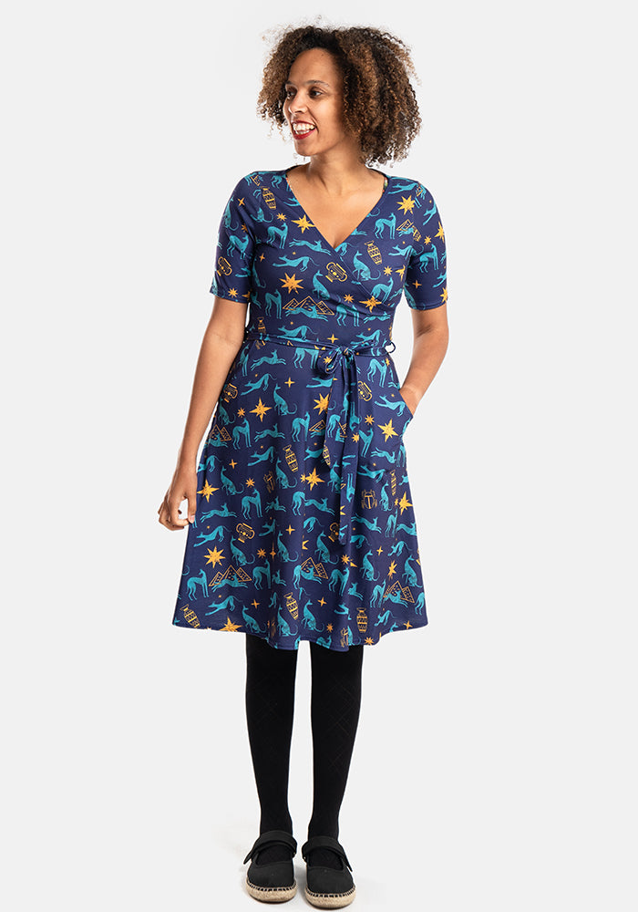 Akila Egyptian Dog Print Dress