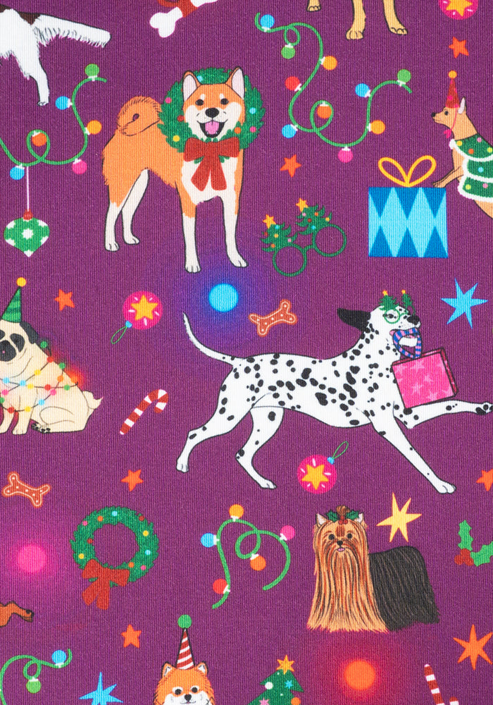 Alabaster Christmas Dogs Print Dress