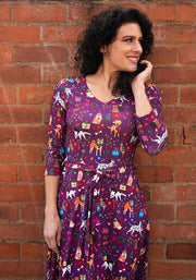Alabaster Christmas Dogs Print Dress
