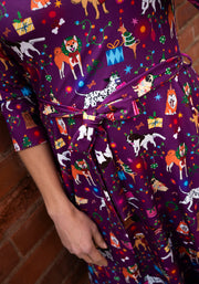 Alabaster Christmas Dogs Print Dress