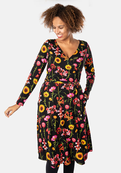 Alaine Sunflower Print Viscose Dress