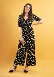 Albie Daisy & Bee Print Cotton Culotte Leg Jumpsuit