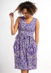 Aleah Purple Tile Print Dress