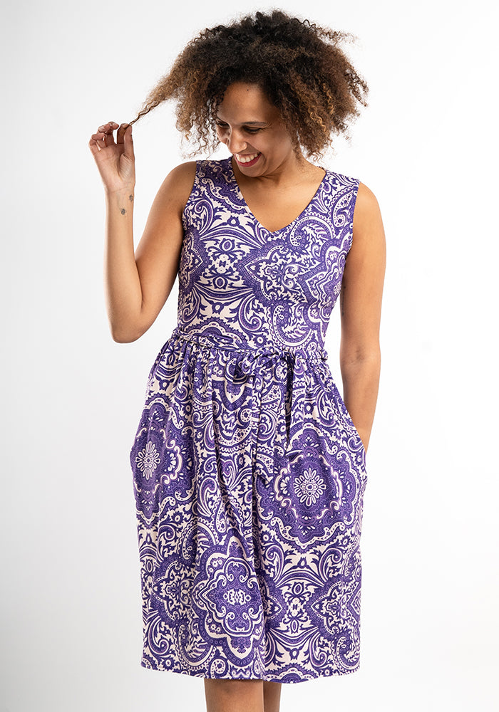 Aleah Purple Tile Print Dress