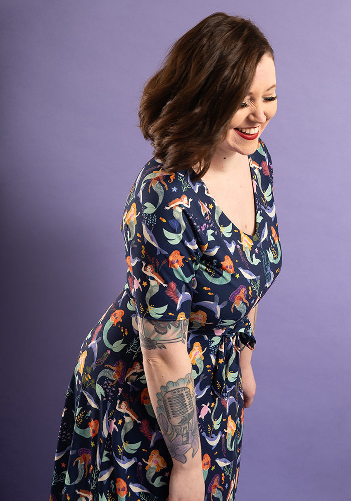 Alia Mermaids Print Midi Dress – Popsy Clothing