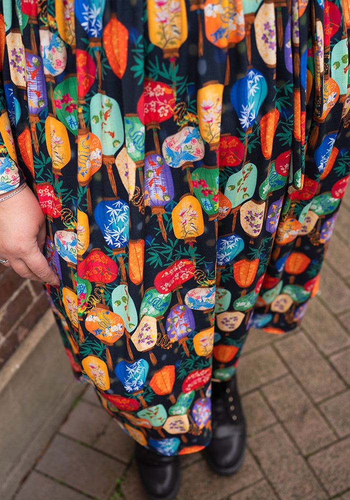 Fifth angle of Aliona Lanterns Print Jersey Midi Dress