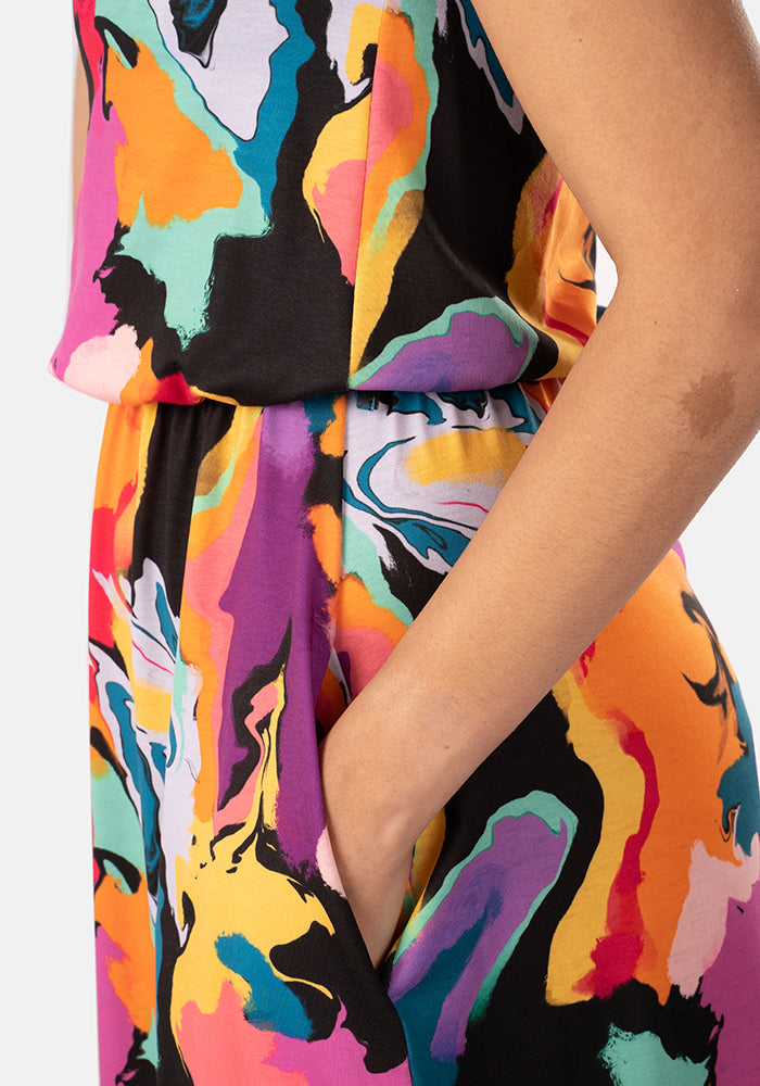 Aliz Paint Splash Print Maxi Dress