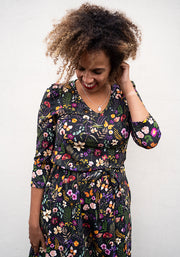 Alizia Pressed Floral Print Midi Cotton Dress