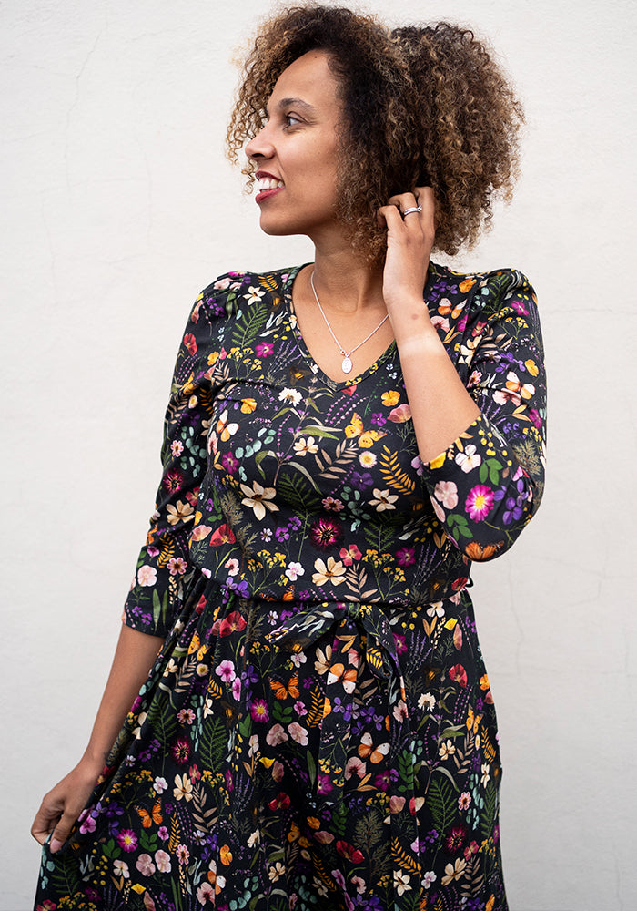 Tenth angle of Alizia Pressed Floral Print Midi Cotton Dress