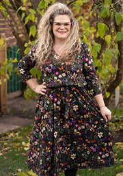 Alizia Pressed Floral Print Midi Cotton Dress