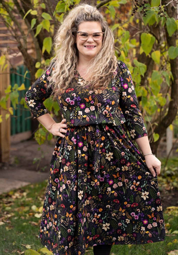 Alizia Pressed Floral Print Midi Cotton Dress