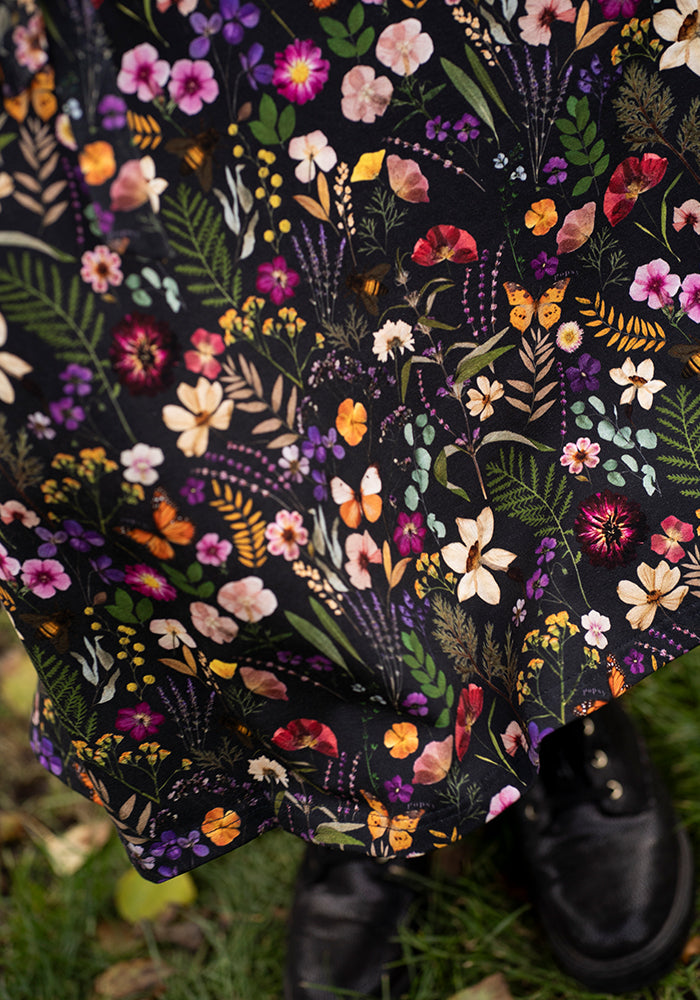 Alizia Pressed Floral Print Midi Cotton Dress