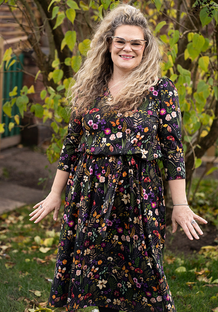 Seventh angle of Alizia Pressed Floral Print Midi Cotton Dress