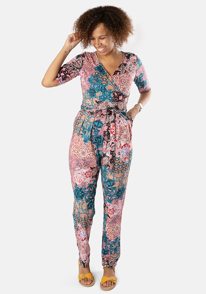 Allie Boho Patchwork Print Narrow Leg Jumpsuit