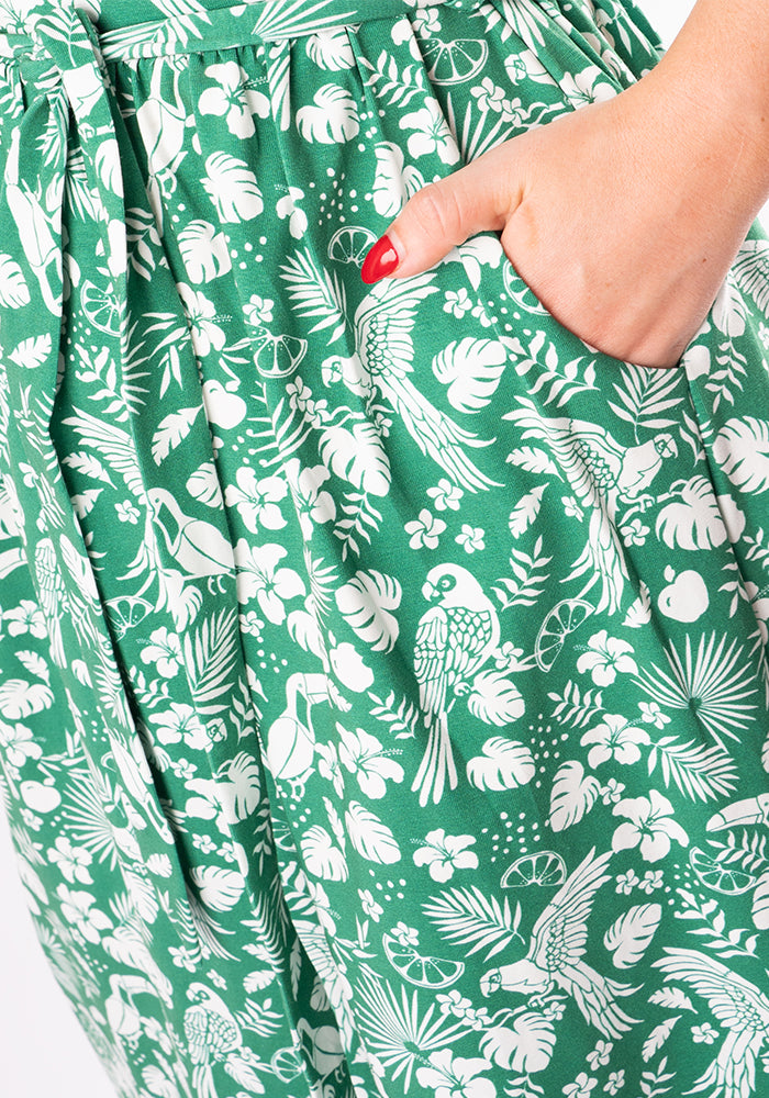 Aloise Green Paradise Print Cotton Midaxi Dress
