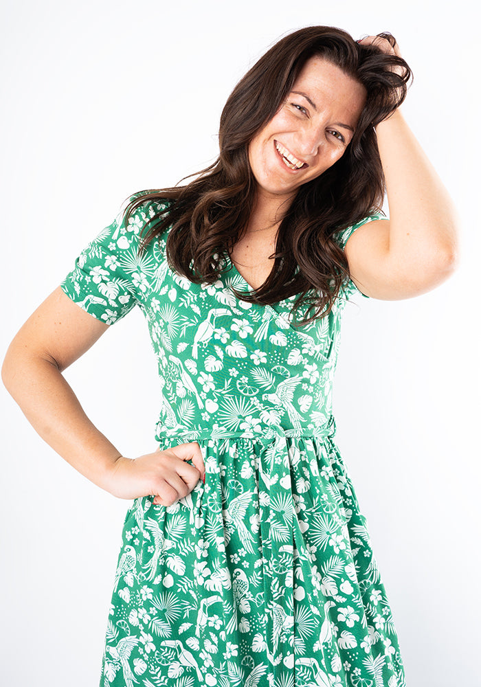 Aloise Green Paradise Print Cotton Midaxi Dress