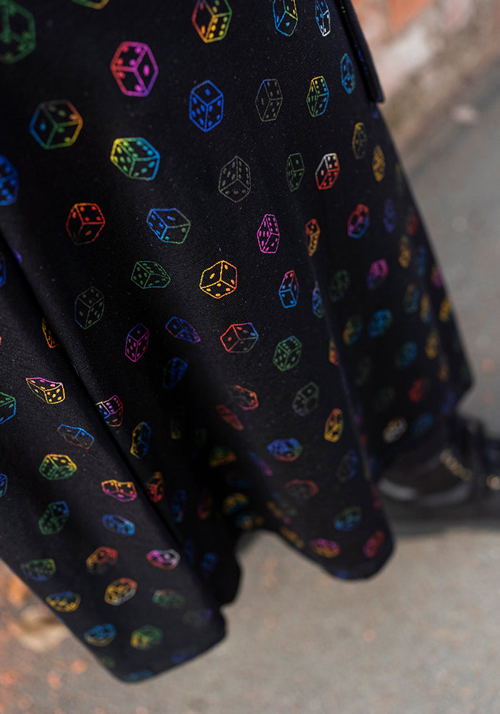 Alouette Rainbow Foil Dice Print Cotton Midi Dress