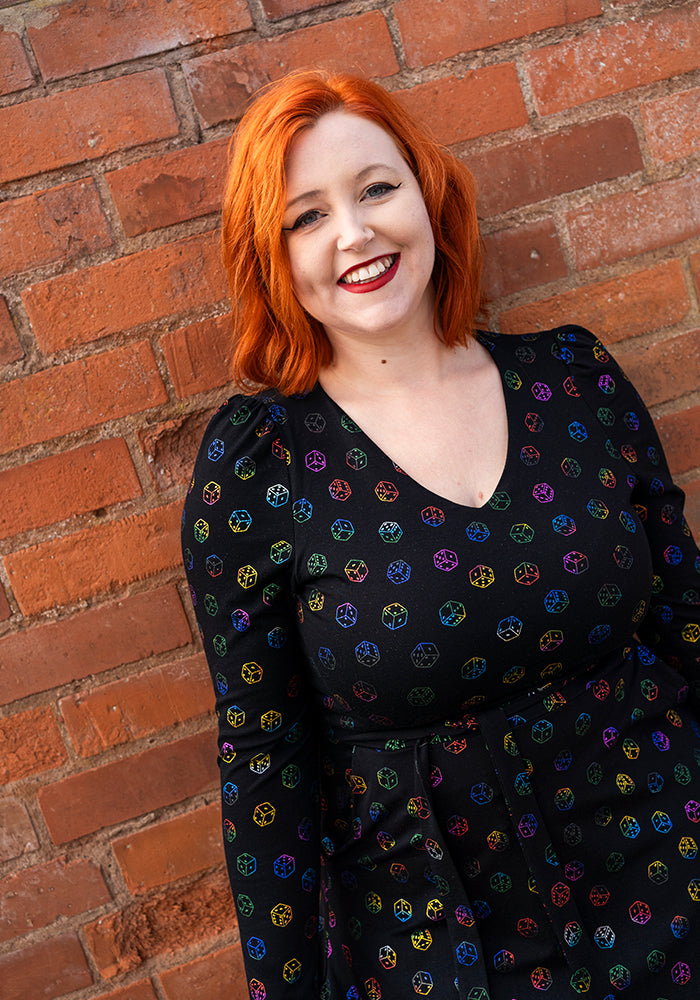 Alouette Rainbow Foil Dice Print Cotton Midi Dress
