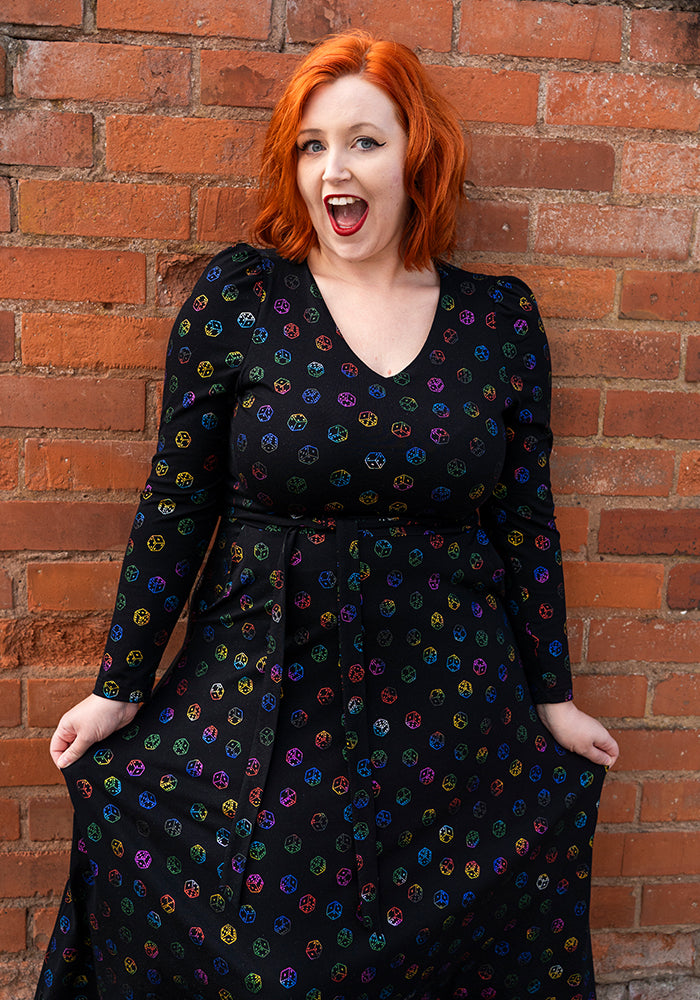 Alouette Rainbow Foil Dice Print Cotton Midi Dress