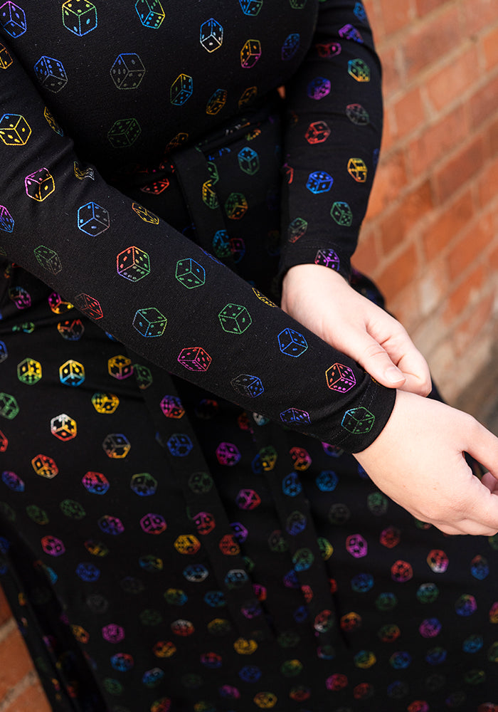 Alouette Rainbow Foil Dice Print Cotton Midi Dress