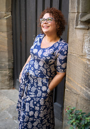 Amalthea Greek Print Midi Dress