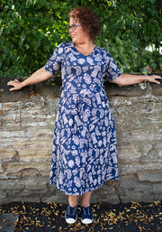 Amalthea Greek Print Midi Dress
