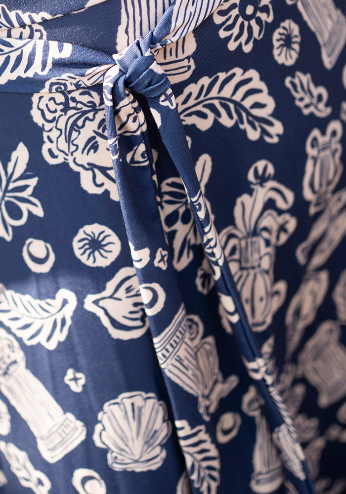 Amalthea Greek Print Midi Dress