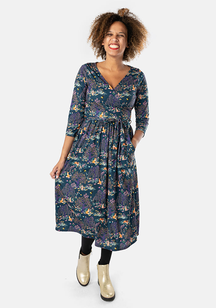 Amanda-Grace Pretty Woodland Print Midi Dress