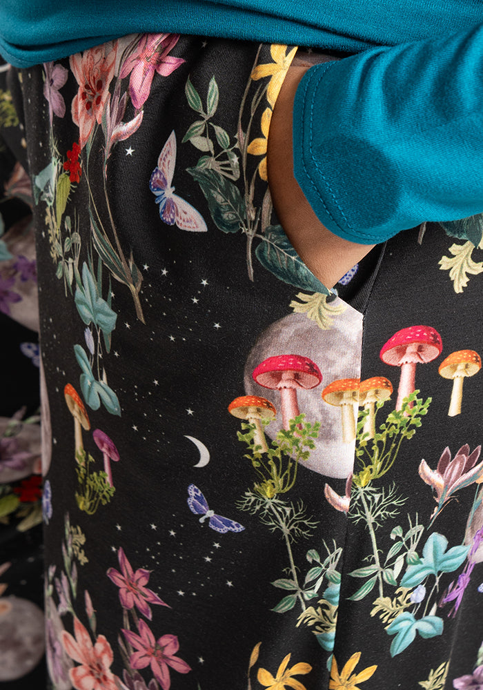Amari  Midnight Botanical Print Pull On Wide Leg Culotte Trouser