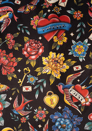 Amari Tattoo Print Pull On Wide Leg Culotte Trouser