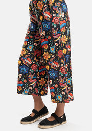 Amari Tattoo Print Pull On Wide Leg Culotte Trouser