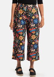 Amari Tattoo Print Pull On Wide Leg Culotte Trouser