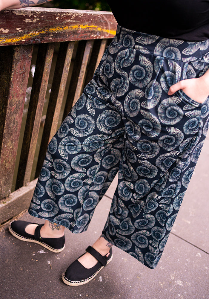 Ninth angle of Amari Fossils Print Pull On Wide Leg Culotte Trouser