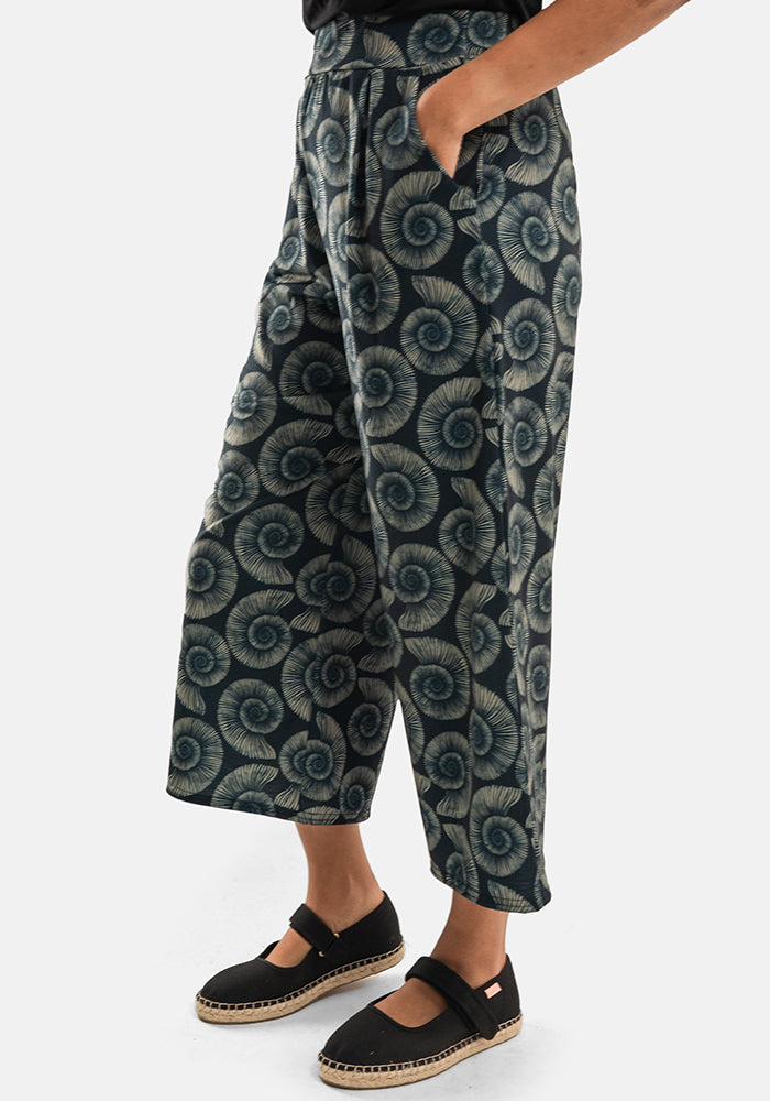 Sixth angle of Amari Fossils Print Pull On Wide Leg Culotte Trouser