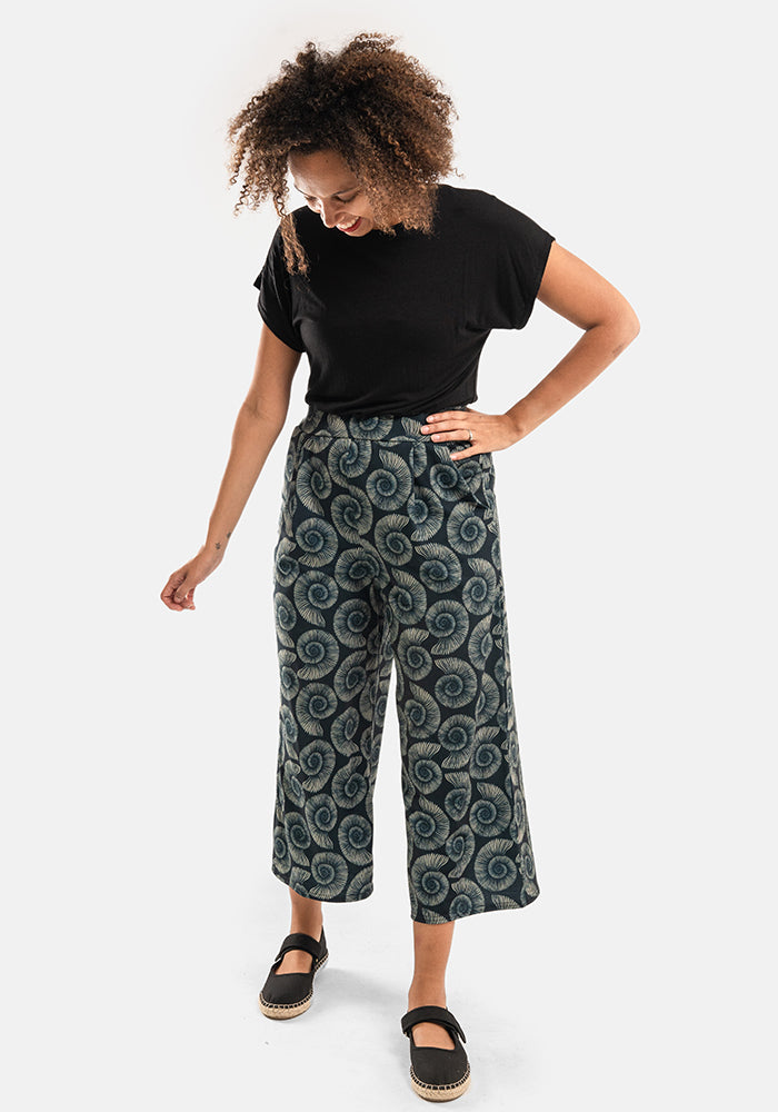 Fifth angle of Amari Fossils Print Pull On Wide Leg Culotte Trouser