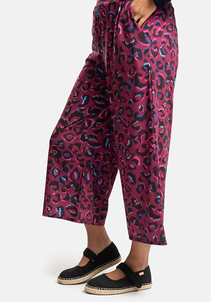 Third angle of Amari Scribble Print Pull On Wide Leg Culotte Trouser