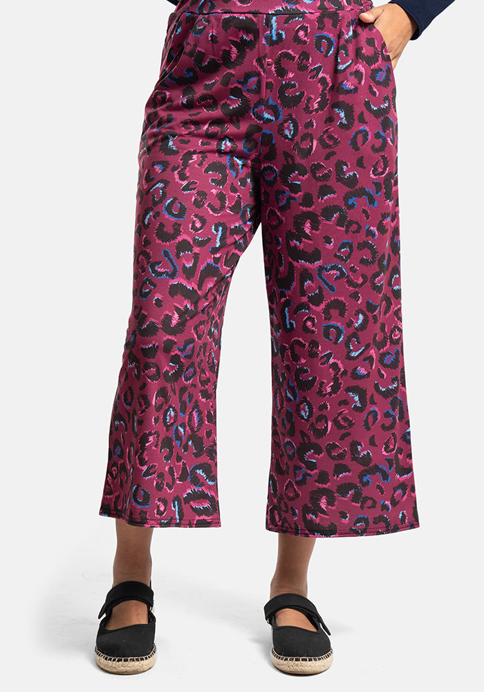Front view of Amari Scribble Print Pull On Wide Leg Culotte Trouser