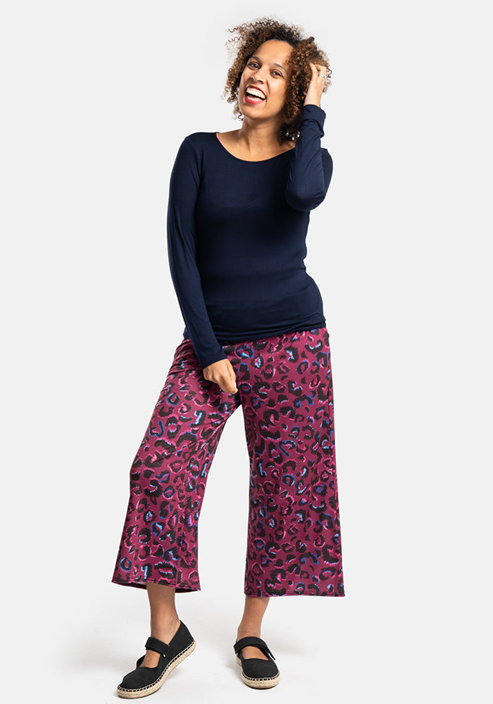 Fourth angle of Amari Scribble Print Pull On Wide Leg Culotte Trouser