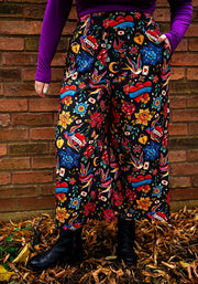 Amari Tattoo Print Pull On Wide Leg Culotte Trouser