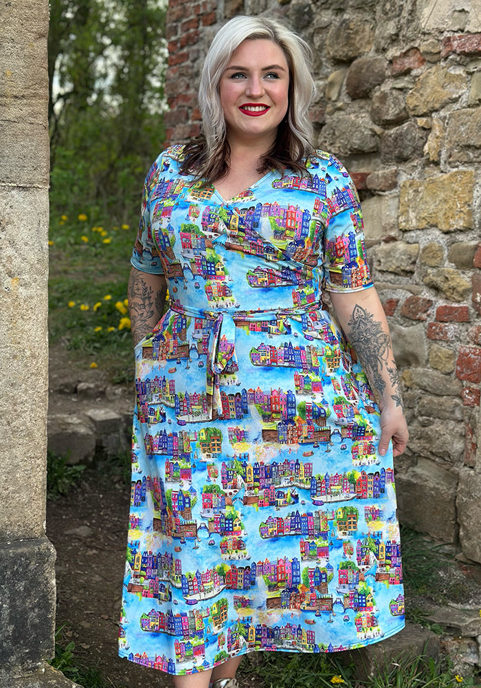 Ninth angle of Amsterdam Waterways Print Jersey Midi Dress