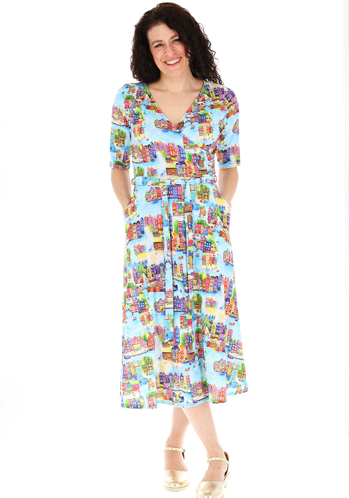 Seventh angle of Amsterdam Waterways Print Jersey Midi Dress