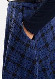 Anais Blue & Black Check Jacquard A-Line Skirt