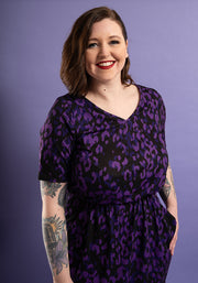 Andie Purple Animal Print Blouson Dress